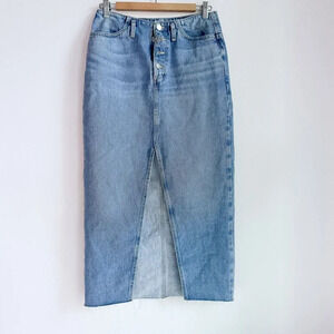 Zara Medium  Wash Maxi Denim JEan Skirt Button fly M